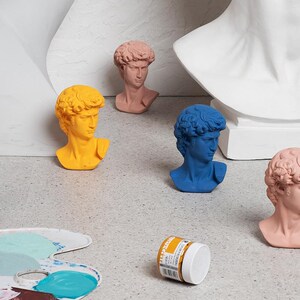 北欧大卫雕塑摆件人物彩色石膏雕像艺术头像装饰品家居摆设