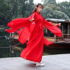 万疆舞蹈服凉凉舞中国风古装纯色裙红昭愿汉服下山舞蹈服
