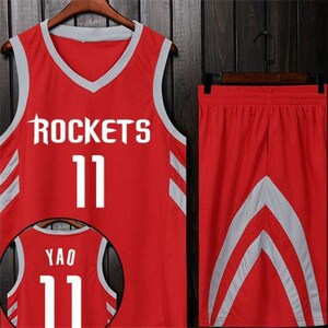 火箭姚明11号球衣麦迪1号哈登13号威少0号周琦定制儿童篮球服套装