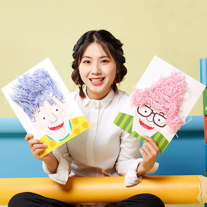 亲子互动手工diy碎纸贴画材料包 幼儿园给爸爸妈妈给家人设计发型