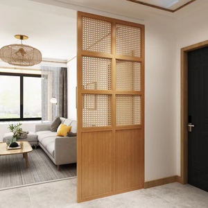 屏风简约现代卧室遮挡家用藤编座屏玉曦实木定制家具同款货源