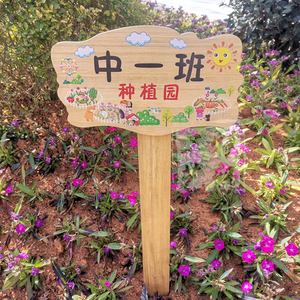 菜地花草插地户外木质警示标识幼儿园菜园花园种植提示牌木牌定制