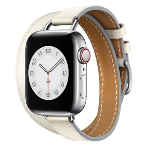 适用苹果手表表带女iwatch S8/S9双圈Ultra爱马仕apple S7/6/5/4/3/SE2代腕带男49/45/44/42mm女神手链小蛮腰