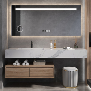 toto九牧现代简约岩板一体盆浴室柜组合智能卫生间洗脸盆洗漱台洗