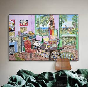 马蒂斯的画室装饰画海边风景画客厅大幅挂画沙发背景墙艺术画