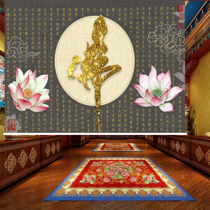 00芭丝堡旗舰店天猫窗帘卷帘悬挂式屏风软帘字画茶室客厅禅意佛堂