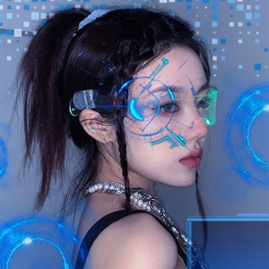 欧美超潮酷蹦迪酒吧发光赛博朋克眼睛未来科技感科幻抖音拍照道具