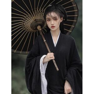 原创汉服女魏晋制武侠黑色侠客古装中国风交领古风襦裙直据夏款