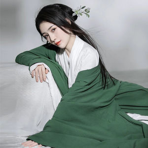 绿色汉服女夏季直裾古装广袖流仙裙超仙气飘逸古风改良魏晋南北朝