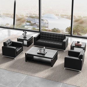 见贤办公沙发茶几组合商务接待休闲会客简约现代三人位真皮办公室