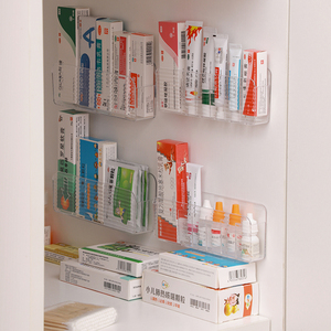 药物收纳盒医小药箱家用药膏整理置物架免打孔壁挂常用药品急救箱