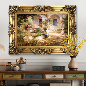 世界名画高档挂画欧式印象花园复古典手绘风景油画客厅餐厅装饰画