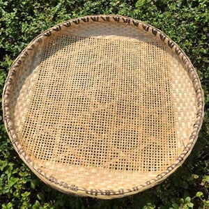 竹编米筛子晒菜家用竹子茶叶晒东西的干货神器纯手工农家绘画装饰