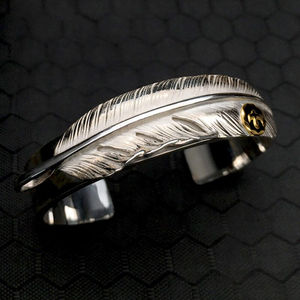 凡丘珠宝手工银饰goros点金羽毛手镯高桥吾郎风格925银男女余文乐