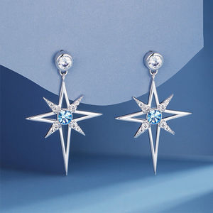 莘月s925银耳钉女款清新甜美耳环百搭耳饰创意学生简约星芒耳坠一