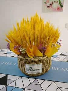 天然麦穗开业花篮真花客厅摆放大小花盆套装田园干花插花拍摄道具