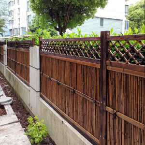 日式庭院手工原木定制竹篱笆栅栏围栏碳化防腐竿隔断花园户外室外