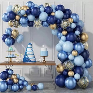 跨境深蓝色夜蓝色马卡龙乳胶气球套装 生日派对装饰布置亮片气球