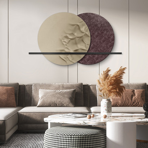 现代轻奢皮革墙面壁饰沙发背景墙装饰画酒店餐厅挂画创意圆形壁挂