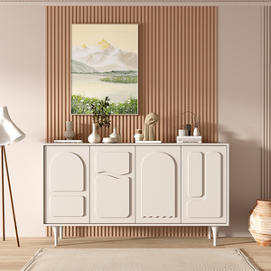 奶油风白色鞋柜入户门玄关柜轻奢高端客厅装饰柜现代简约收纳边柜