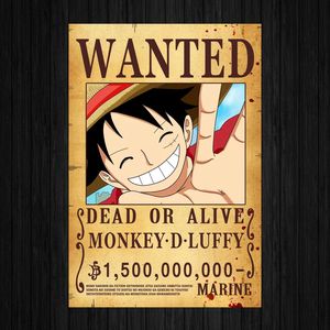 海贼王通缉令路飞复古牛皮纸房间壁纸宿舍卧室海报墙贴装饰挂画