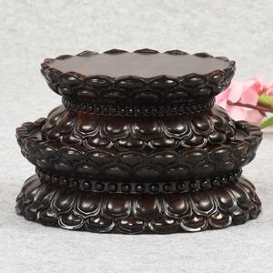 檀木像观音菩萨2019016莲花座供佛佛座黑台全实木雕圆形底供奉托