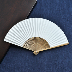 熟国风素c男纸质双面折扇空白可作画半中30方8寸白色纸扇可面士