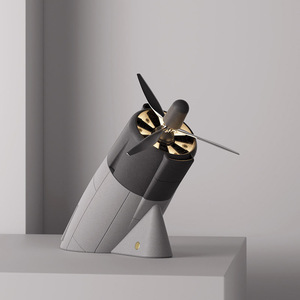 北欧客厅飞机造型台灯床头卧室无极调光家用轻奢创意水泥充电台灯