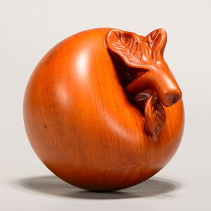 花梨实木雕刻苹果摆件木头根雕富贵平安如意红木质家居装饰工艺品