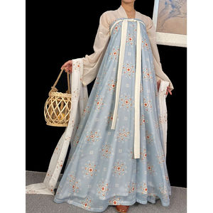 荨茉原创汉服女醉花间唐制复原款齐胸一片式破裙对襟襦裙春夏薄款