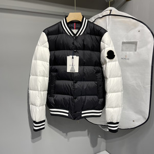 mooncoo/蒙口21秋冬新款学院风黑白拼接保暖休闲羽绒棒球服外套男