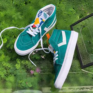 万斯官网旗舰店休闲男女鞋 鸳鸯绿色板鞋高帆布鞋