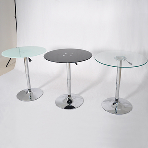 圆形升降钢化玻璃桌商务洽谈桌会客圆桌j展台签约桌子可调高度茶