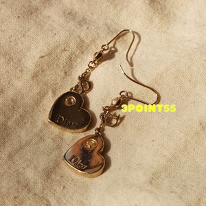 【sold】christian dio* vintage金色爱心耳环