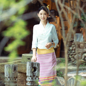 西双版纳傣泐茶服 民族风传统设计 老挝泰国筒裙u 日常傣族服装