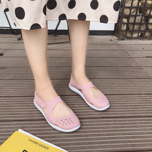 包头不露脚趾凉鞋女塑料果u冻平底软底三亚海南海边轻巧沙滩鞋夏