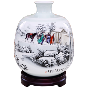 瓷博景德镇陶瓷花瓶摆件工艺品雪景三顾茅庐人物历史故事创意高级