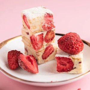 百钻冻干草莓整颗粒果脯水果干牛轧糖雪花酥蛋糕装饰烘焙材料100g