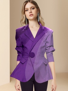 2024新款高级感紫色职业西装外套女装春秋季气质收腰西服剪标出口