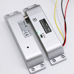 门禁明装电插锁侧装插销锁12v通电上锁24v电子锁有框玻璃门