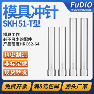 模具冲针SKH51高速钢加硬T型冲头不锈钢圆柱五金模具压孔非标定做