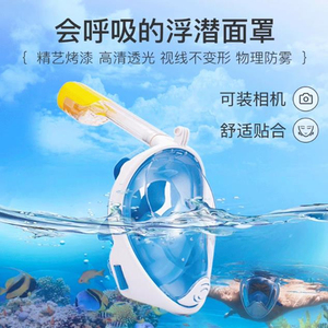 浮潜面罩成人儿童游泳神器全脸式防雾带呼吸管浮潜用品潜水镜套装