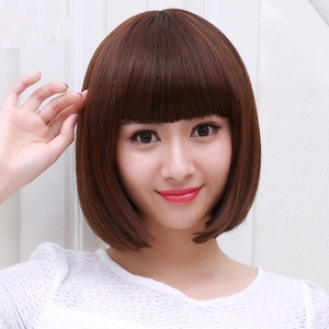 假发女短直发bobo头齐刘海梨花头套内扣蓬松短发时尚整顶假发套