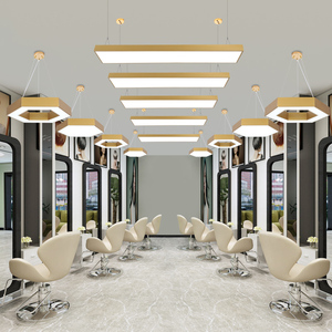 超亮美发店专用吸顶灯lde长条灯发廊金色圆形顶灯网红理发店吊灯