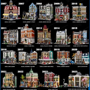 博物馆街景积木系列城市警察局建筑转角精品酒店砖块银行拼装玩具