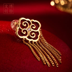 【博物文创】四合如意云纹玛瑙耳饰耳坠925银首饰气质时尚送女朋