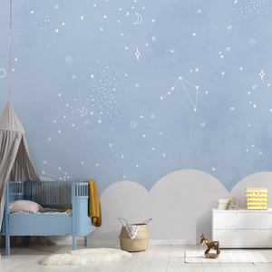 00tb350369169淘宝北欧风儿童房墙纸男孩女孩卧室床头海豚壁纸环保