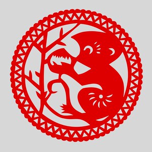 猴剪纸画