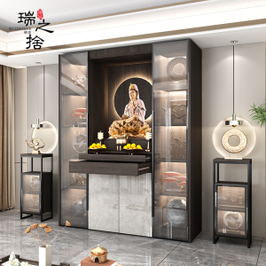 000人付款天猫轻奢佛龛家用现代玻璃门供台佛柜财神爷观音关公简约