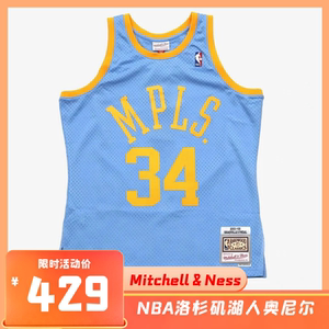 nba洛杉矶湖人队mpls复古球衣运动背心球迷版大鲨鱼奥尼尔lakers